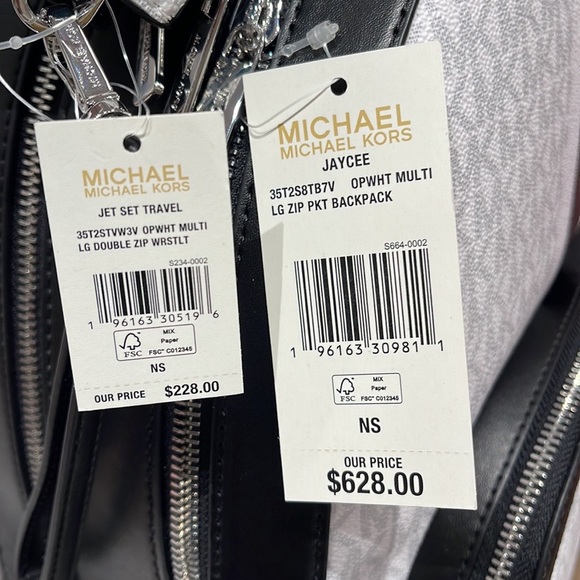 Michael Kors Jaycee Large Zip Pocket Backpack & LG DOUBLE ZIP WRISTLET - Picture 8 of 16